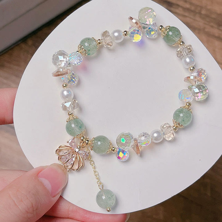 Bransoletka Buddha Stones Natural Truskawkowy Kwarc Perłowy Muszla Pozytywna