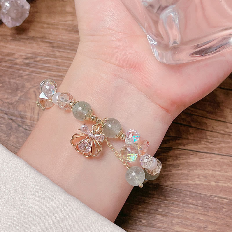 Bransoletka Buddha Stones Natural Truskawkowy Kwarc Perłowy Muszla Pozytywna