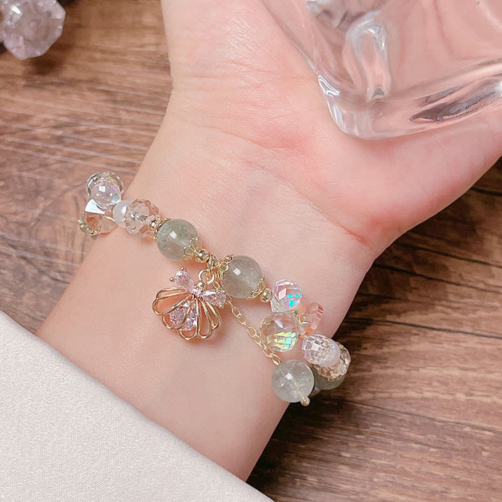 Bransoletka Buddha Stones Natural Truskawkowy Kwarc Perłowy Muszla Pozytywna