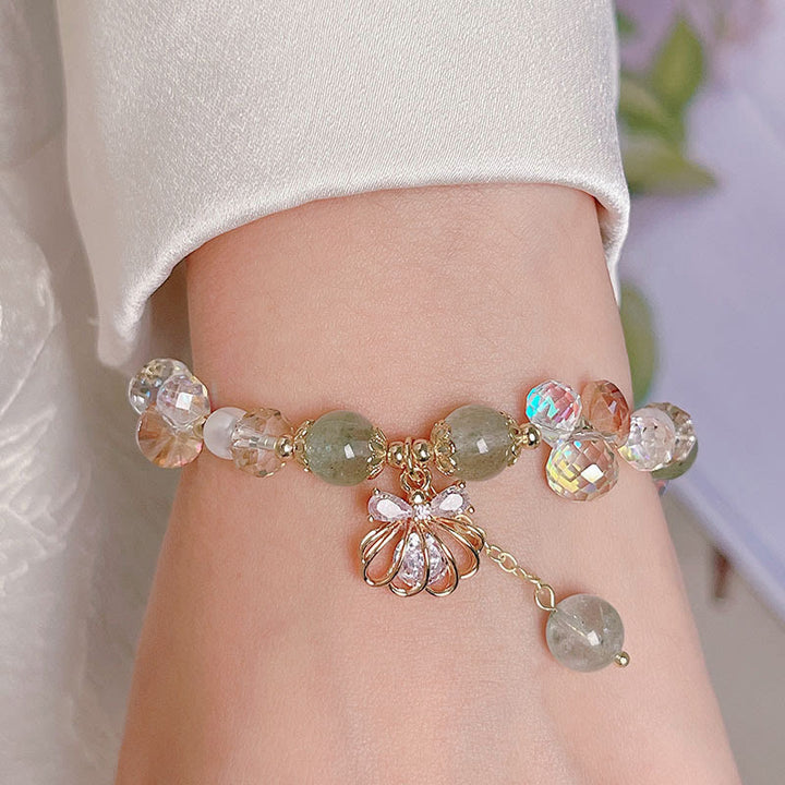 Bransoletka Buddha Stones Natural Truskawkowy Kwarc Perłowy Muszla Pozytywna