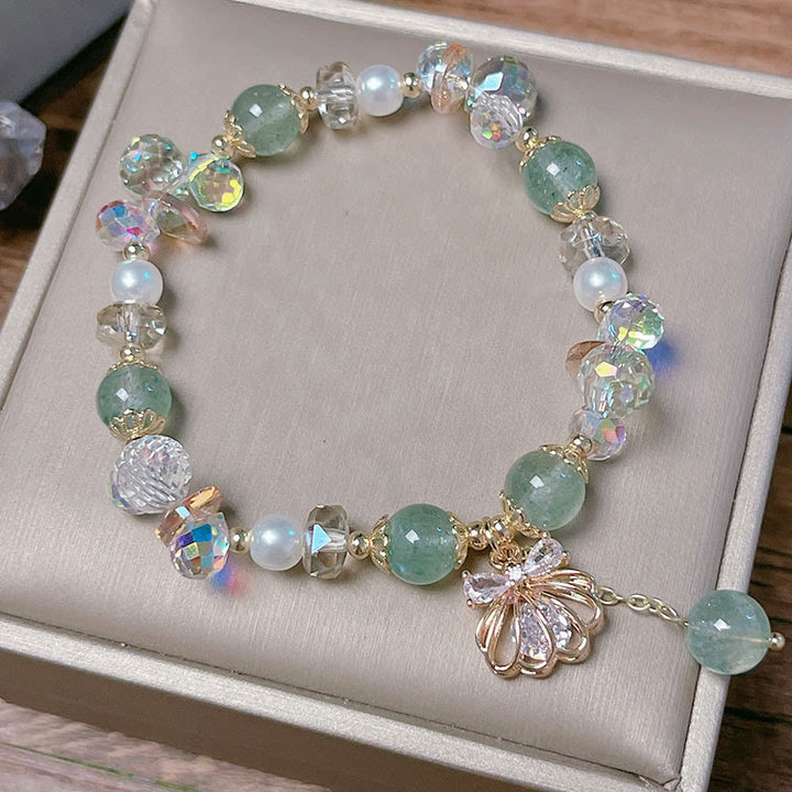 Bransoletka Buddha Stones Natural Truskawkowy Kwarc Perłowy Muszla Pozytywna