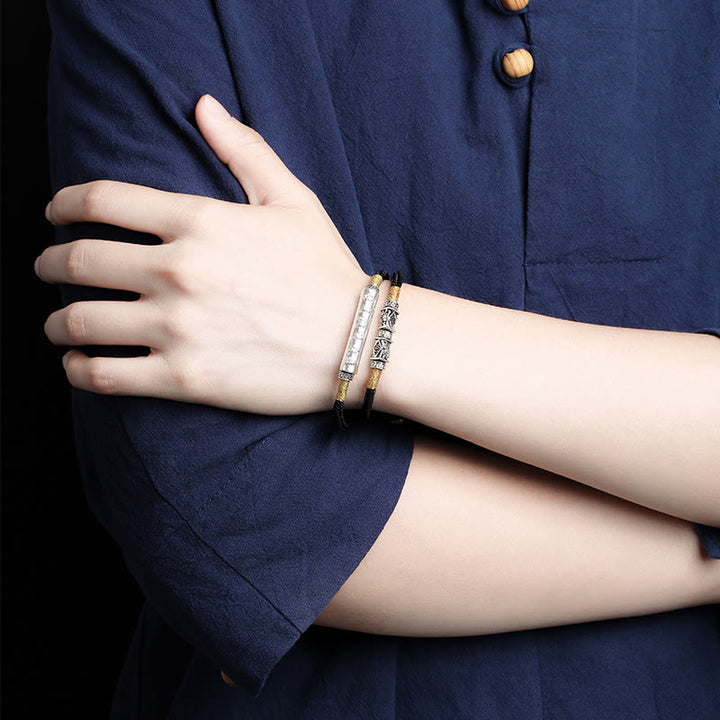 Buddha Stones Dragon Knot ze srebra próby 925 Om Mani Padme Hum Double Hand Woven - image 3