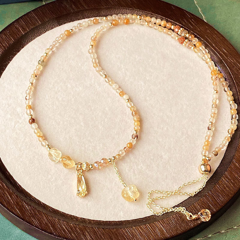 Bransoletka Buddha Stones Natural Citrine Beads Pleasure Multi Layer