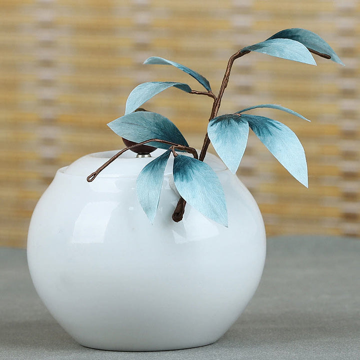 Buddha Stones Ręcznie robione Aksamitne Kwiaty Bambusowe Liście Miękka Spinka Do Włosów