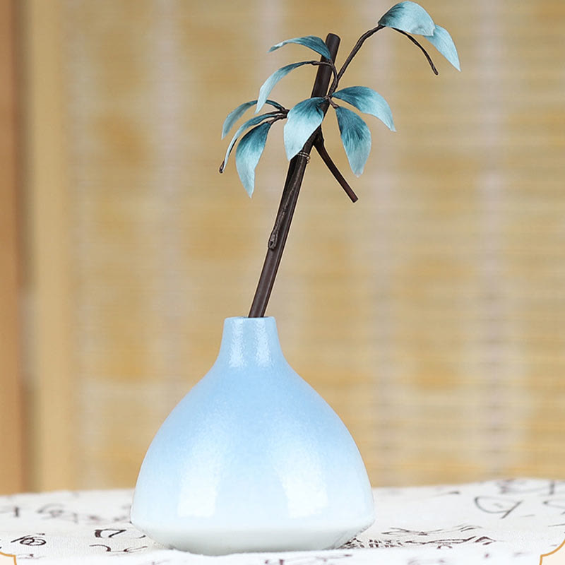 Buddha Stones Ręcznie robione Aksamitne Kwiaty Bambusowe Liście Miękka Spinka Do Włosów