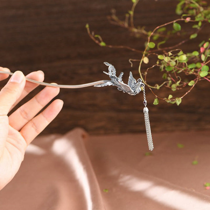 Buddha Stones 925 Srebro Sterlingowe Feniks Frędzle Ochrona Spinka Do Włosów - image 4