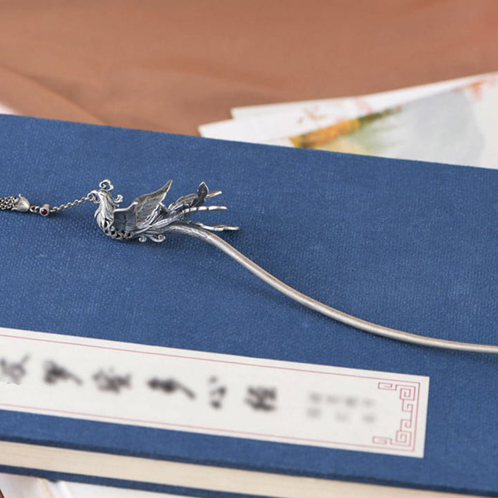 Buddha Stones 925 Srebro Sterlingowe Feniks Frędzle Ochrona Spinka Do Włosów - image 3