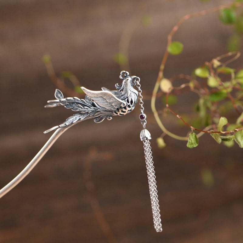 Buddha Stones 925 Srebro Sterlingowe Feniks Frędzle Ochrona Spinka Do Włosów - image 8