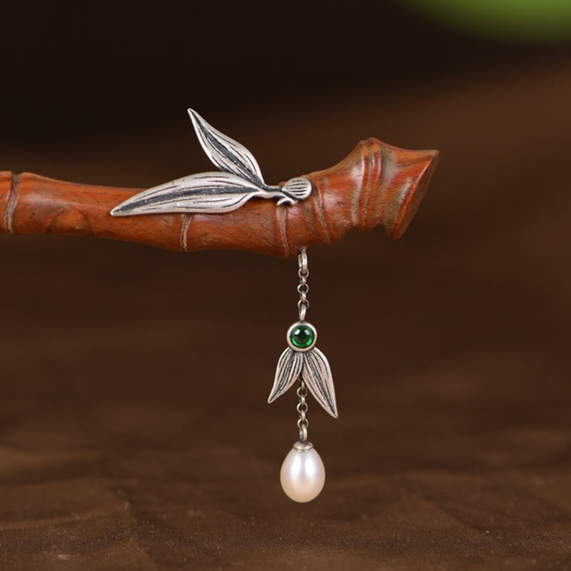 Buddha Stones 925 Srebro Sterlingowe Czerwone Drzewo Sandałowe Heban Bambus Power Hairpin