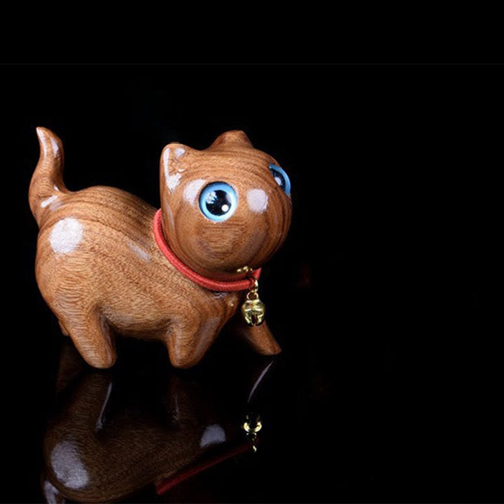 Buddha Stones Rzeźba z palisandru Kot Ciepło Dekoracja Domu - Niebieski około 52*28*36mm - image 4