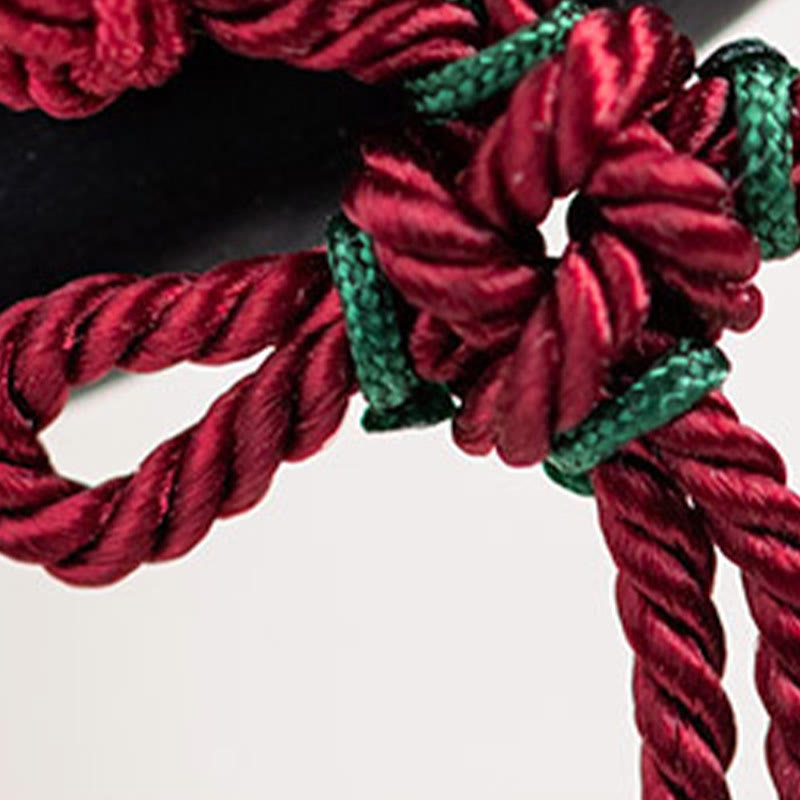 Buddha Stones Ebony Czerwony Sznurek Chiński Węzeł Chwost Ochrona Włosów Spinka