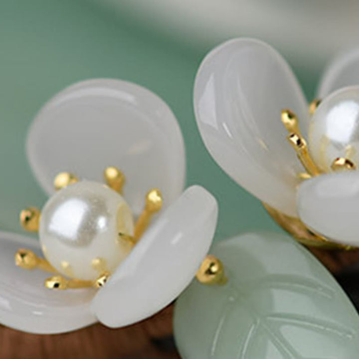 Buddha Stones Drewno Liuli Magnolia Kwiaty Perła Ochrona Spinka Do Włosów