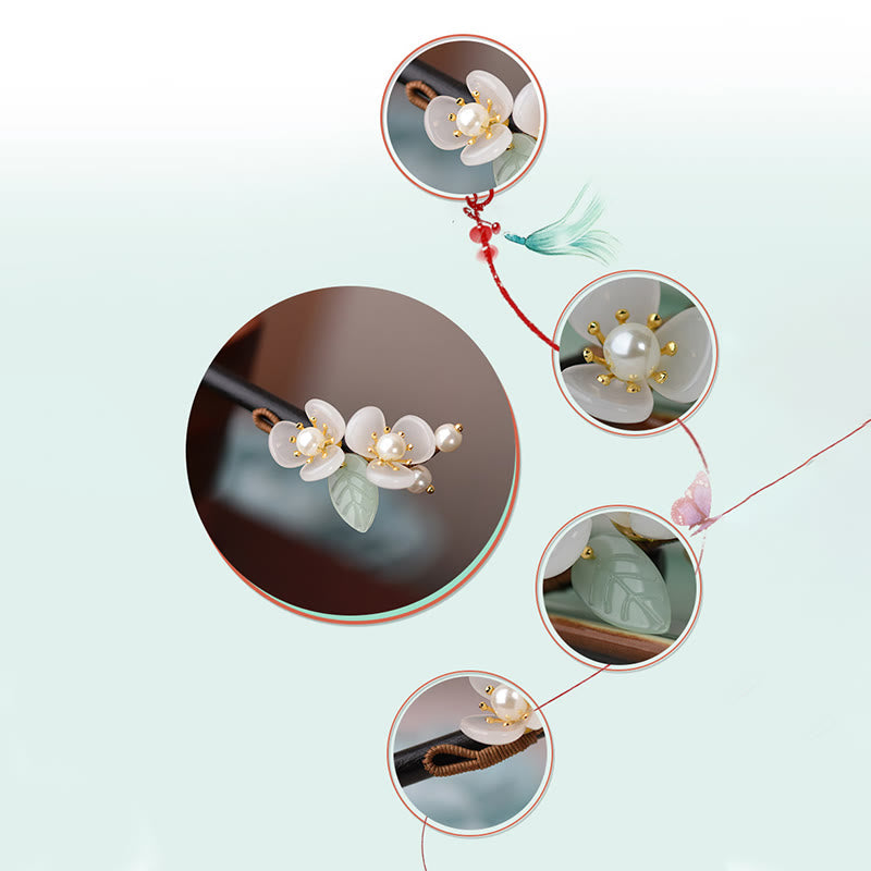 Buddha Stones Drewno Liuli Magnolia Kwiaty Perła Ochrona Spinka Do Włosów