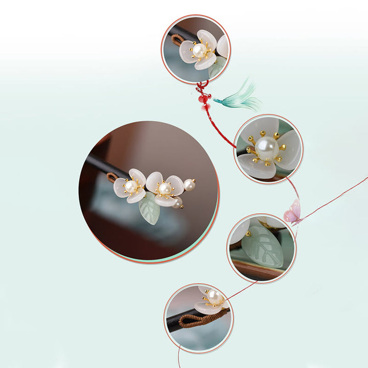 Buddha Stones Drewno Liuli Magnolia Kwiaty Perła Ochrona Spinka Do Włosów