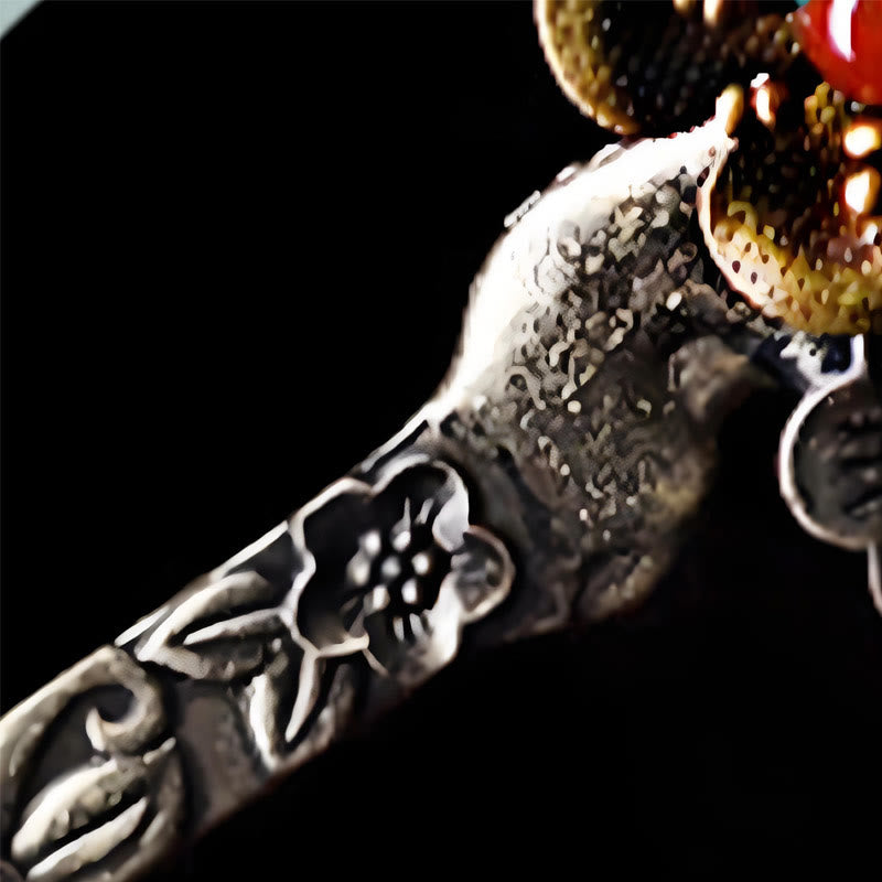 Buddha Stones Zielony Awenturyn Czerwony Agat Stop Kwiaty Uspokajające Spinki Do Włosów