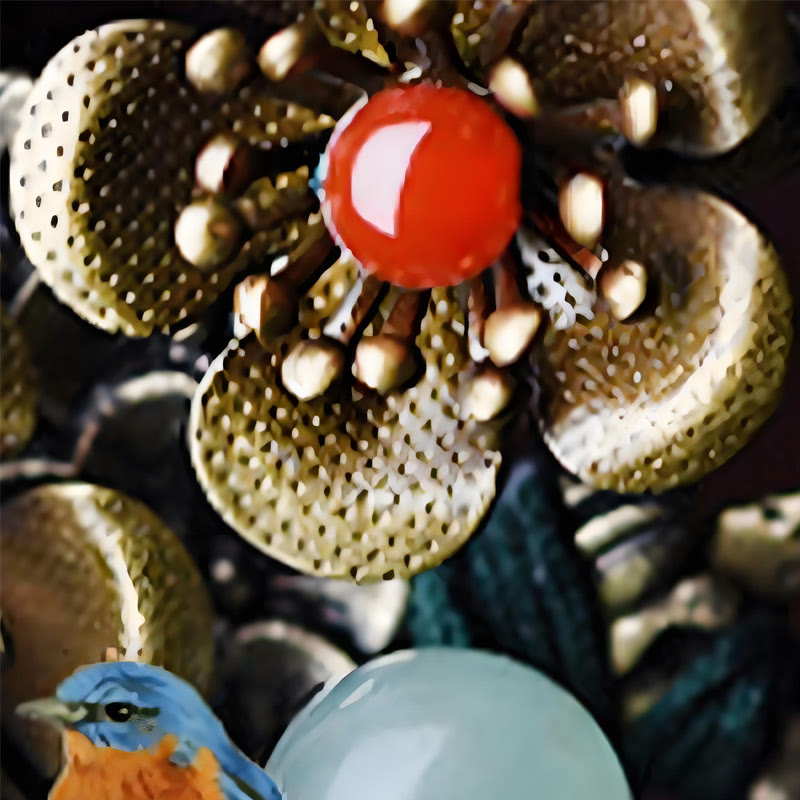 Buddha Stones Zielony Awenturyn Czerwony Agat Stop Kwiaty Uspokajające Spinki Do Włosów