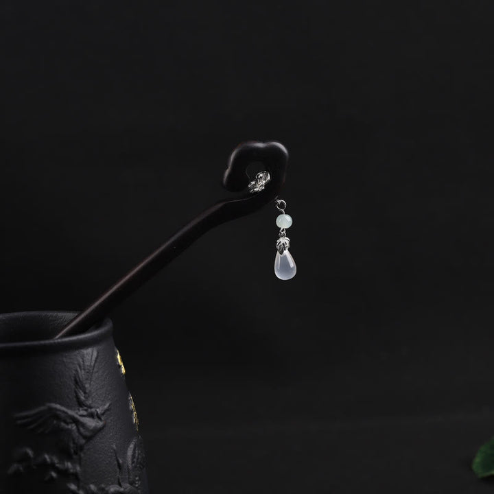 Buddha Stones Ebony Pomyślny Chmura Odwaga Spinka Do Włosów