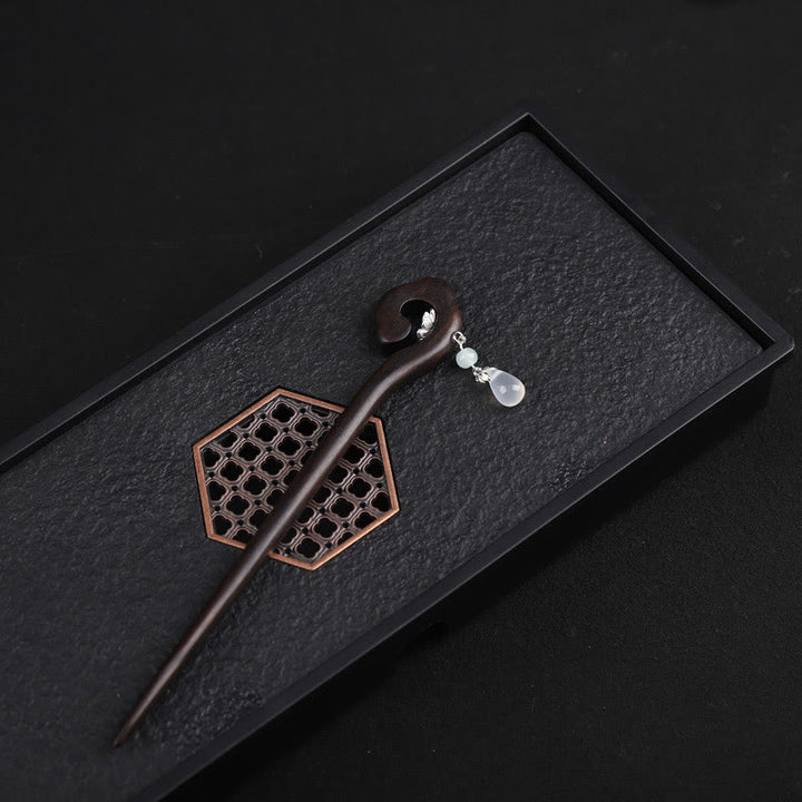 Buddha Stones Ebony Pomyślny Chmura Odwaga Spinka Do Włosów