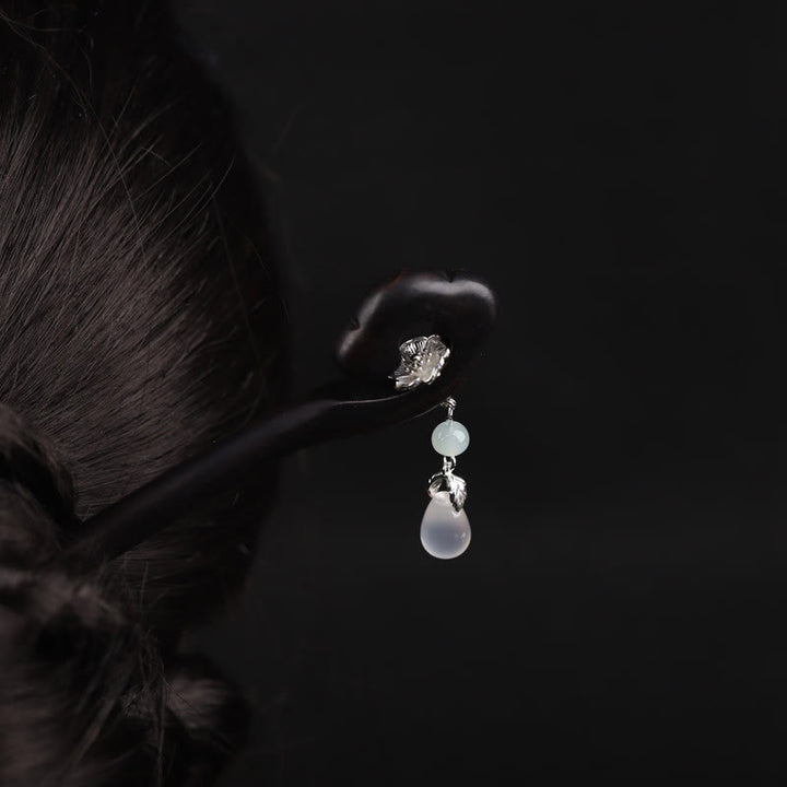 Buddha Stones Ebony Pomyślny Chmura Odwaga Spinka Do Włosów