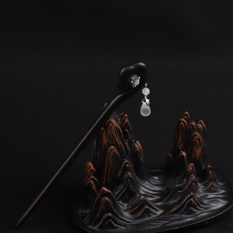 Buddha Stones Ebony Pomyślny Chmura Odwaga Spinka Do Włosów