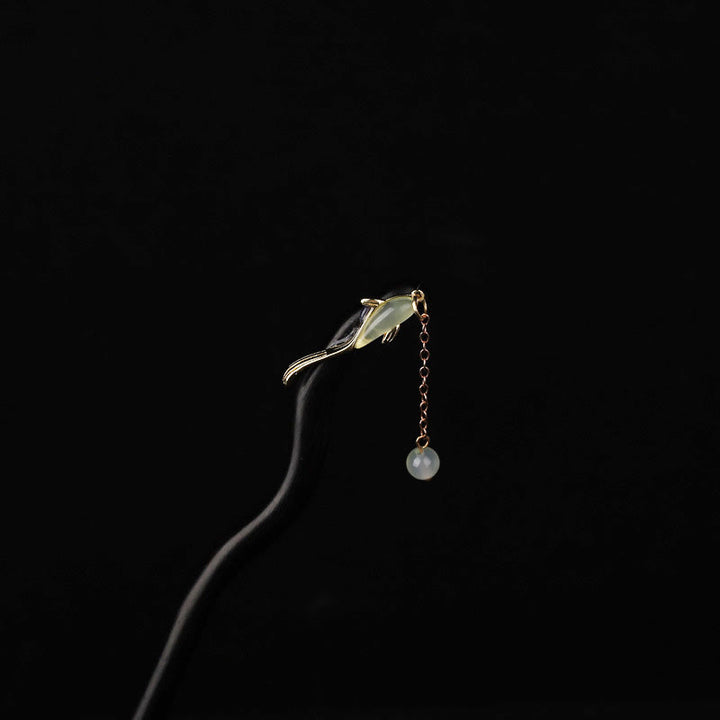 Buddha Stones Heban Hetian Jadeit Ryba Błogosławieństwo Spinka Do Włosów