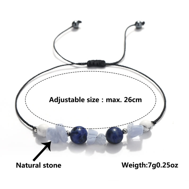 Buddha Stones Nie Sprawiają, Że Ryczę Fioletowy Agat Niebieski Koronkowy Agat Niebieski Sodalit Bransoletka Ochronna
