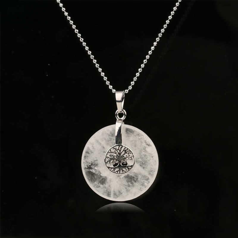 Buddha Stones Różne Kryształy Kwarc Różowy Zielony Awenturyn Ametyst Drzewo Życia Naszyjnik Wisiorek Życzliwości - Biały kryształ - image 10