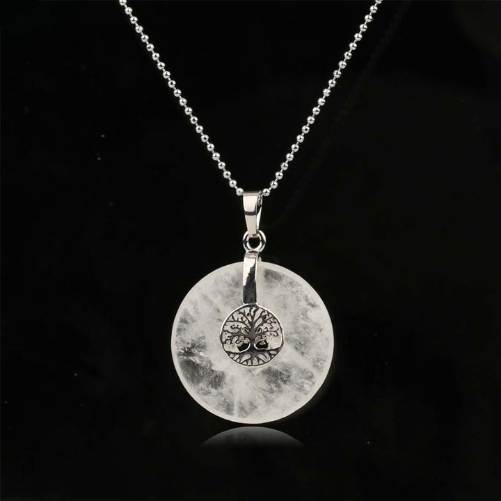 Buddha Stones Różne Kryształy Kwarc Różowy Zielony Awenturyn Ametyst Drzewo Życia Naszyjnik Wisiorek Życzliwości - Biały kryształ - image 10