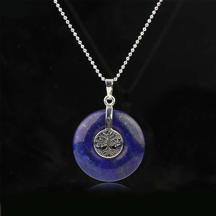 Buddha Stones Różne Kryształy Kwarc Różowy Zielony Awenturyn Ametyst Drzewo Życia Naszyjnik Wisiorek Życzliwości - Lazuryt - image 17