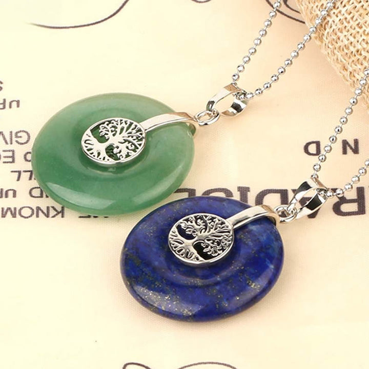 Buddha Stones Różne Kryształy Kwarc Różowy Zielony Awenturyn Ametyst Drzewo Życia Naszyjnik Wisiorek Życzliwości - image 6