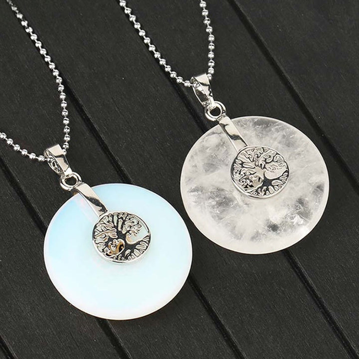 Buddha Stones Różne Kryształy Kwarc Różowy Zielony Awenturyn Ametyst Drzewo Życia Naszyjnik Wisiorek Życzliwości - image 15