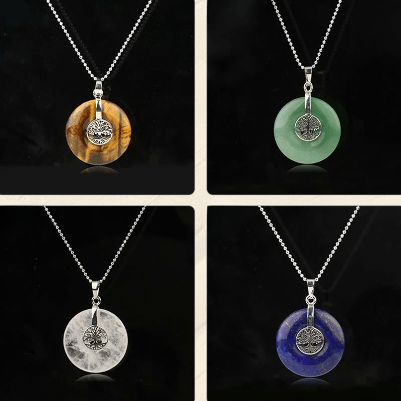 Buddha Stones Różne Kryształy Kwarc Różowy Zielony Awenturyn Ametyst Drzewo Życia Naszyjnik Wisiorek Życzliwości - image 23