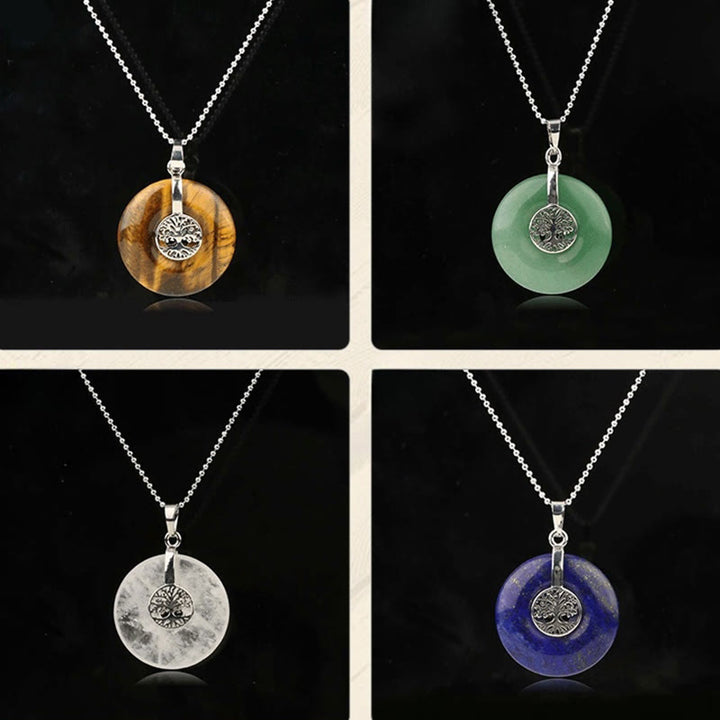 Buddha Stones Różne Kryształy Kwarc Różowy Zielony Awenturyn Ametyst Drzewo Życia Naszyjnik Wisiorek Życzliwości - image 23