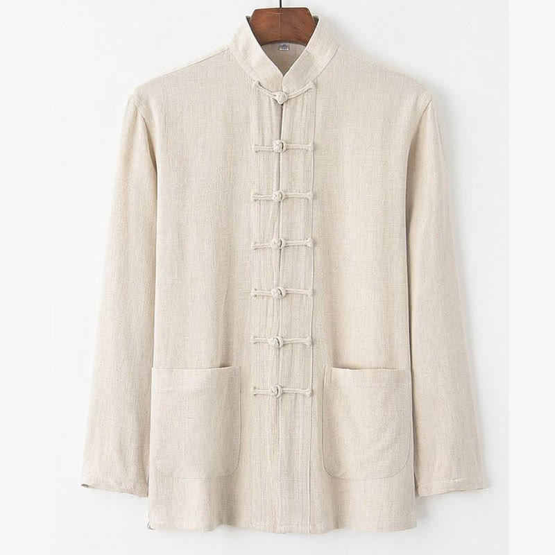 Buddha Stones, 2-częściowy zestaw Tang Suit z żabą i guzikami, z długim rękawem i spodniami - image 1