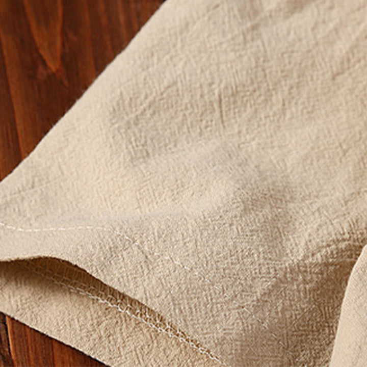 Buddha Stones 2 szt. Jednolity kolor żaba-guzik garnitur Tang bawełna len krótki rękaw spodnie odzież męska zestaw - image 8