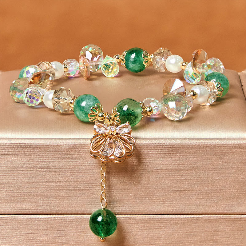 Bransoletka Buddha Stones Natural Truskawkowy Kwarc Perłowy Muszla Pozytywna