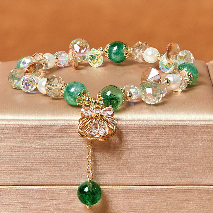 Bransoletka Buddha Stones Natural Truskawkowy Kwarc Perłowy Muszla Pozytywna