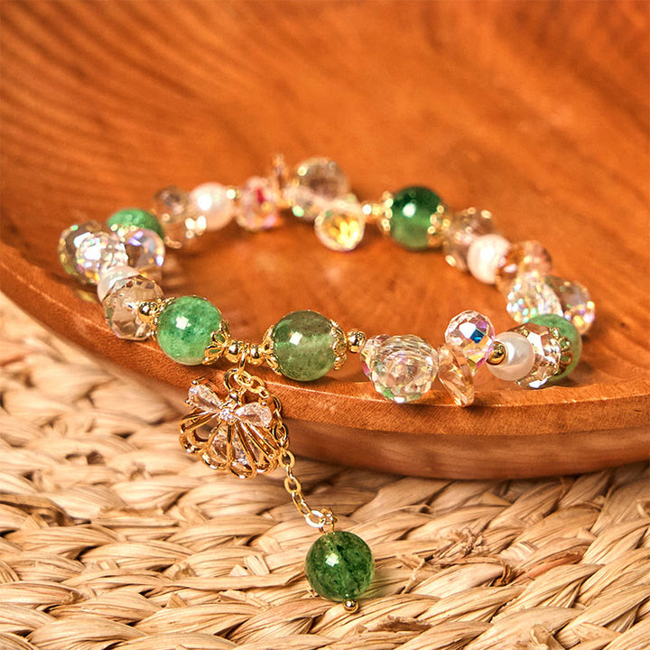 Bransoletka Buddha Stones Natural Truskawkowy Kwarc Perłowy Muszla Pozytywna