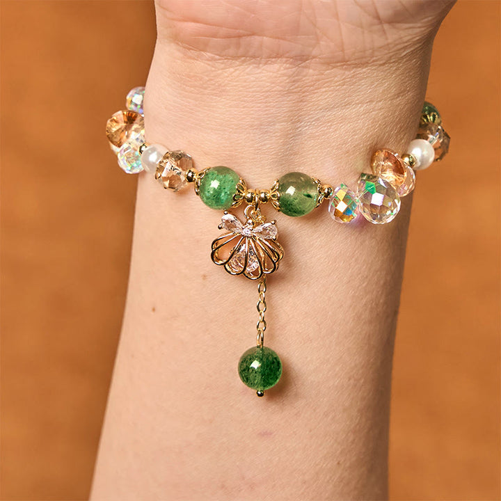 Bransoletka Buddha Stones Natural Truskawkowy Kwarc Perłowy Muszla Pozytywna