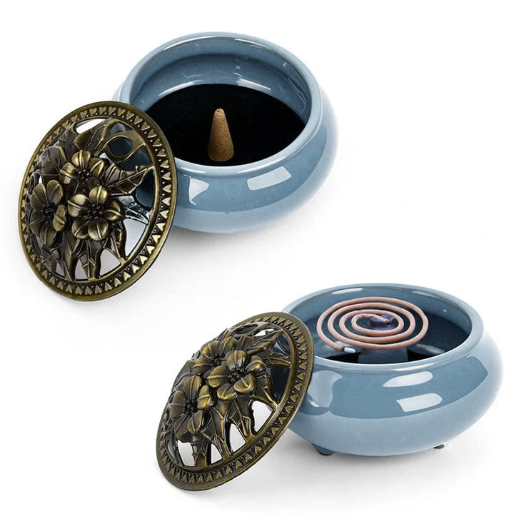 Kolorowy ceramiczny palnik kadzidełkowy z Buddha Stones