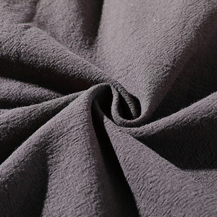 Buddha Stones 2 szt. T-shirt z prostym kołnierzykiem i wycięciem, szorty z szerokimi nogawkami i kieszeniami, bawełniano-lniany, męski zestaw do medytacji