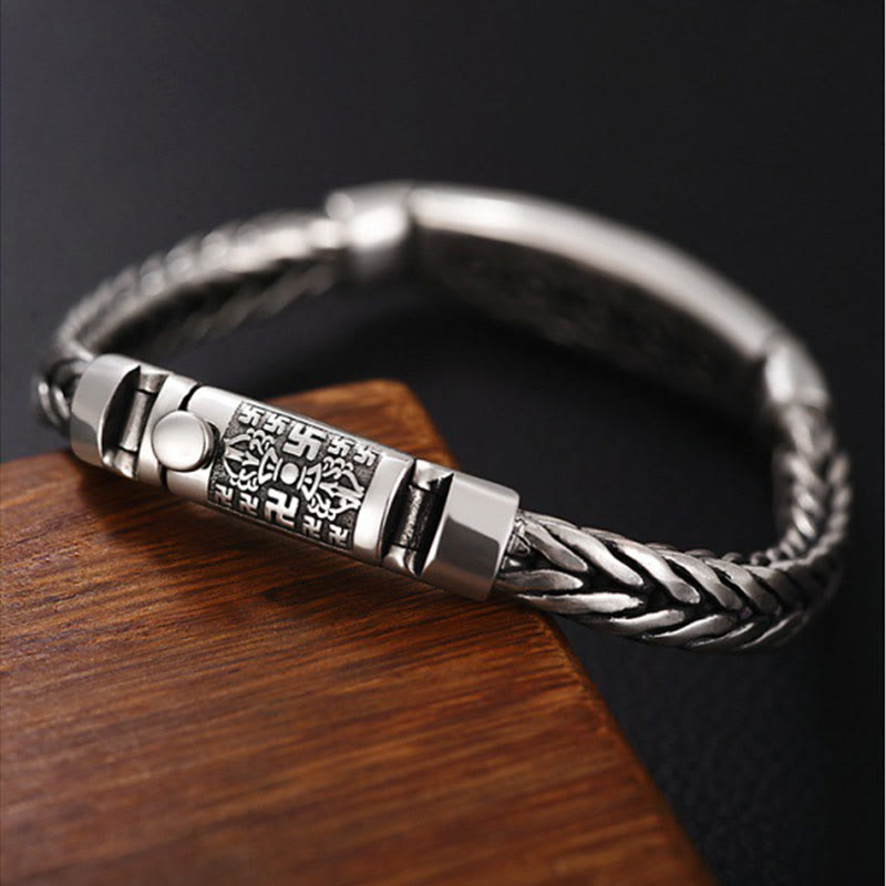 Buddha Stones Tybetańskie Miedziane Tkactwo Om Mani Padme Hum Relief Vajra Peace Metal Bransoletka