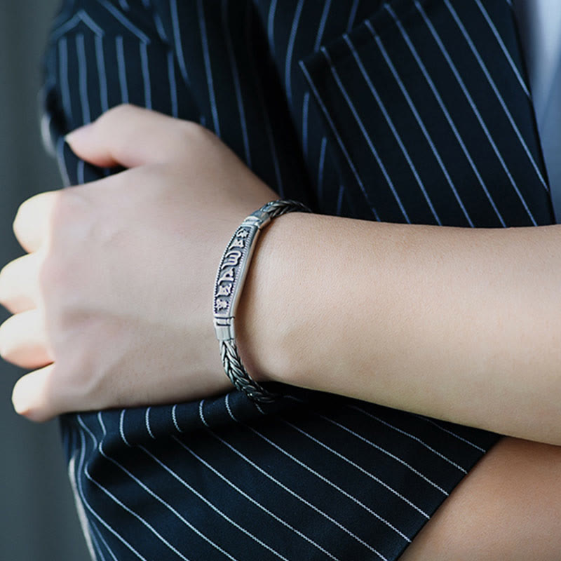 Buddha Stones Tybetańskie Miedziane Tkactwo Om Mani Padme Hum Relief Vajra Peace Metal Bransoletka