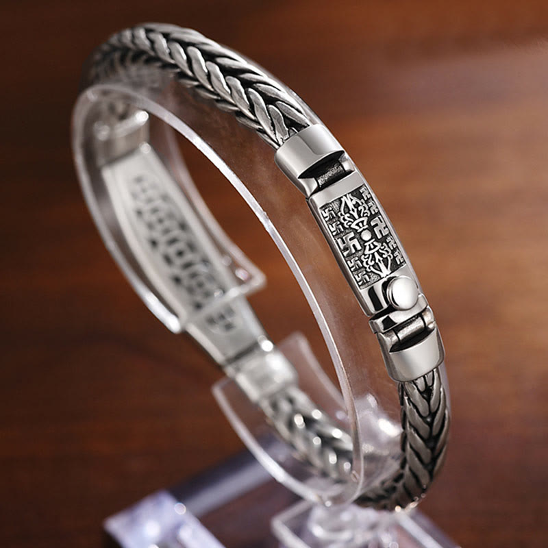 Buddha Stones Tybetańskie Miedziane Tkactwo Om Mani Padme Hum Relief Vajra Peace Metal Bransoletka