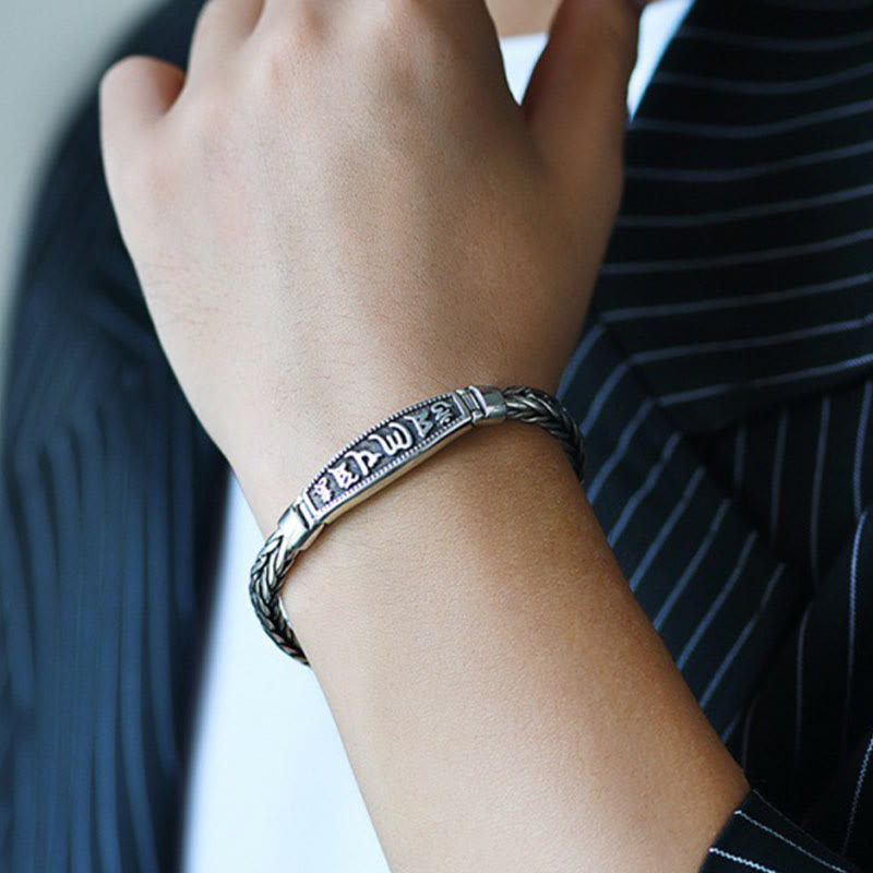 Buddha Stones Tybetańskie Miedziane Tkactwo Om Mani Padme Hum Relief Vajra Peace Metal Bransoletka