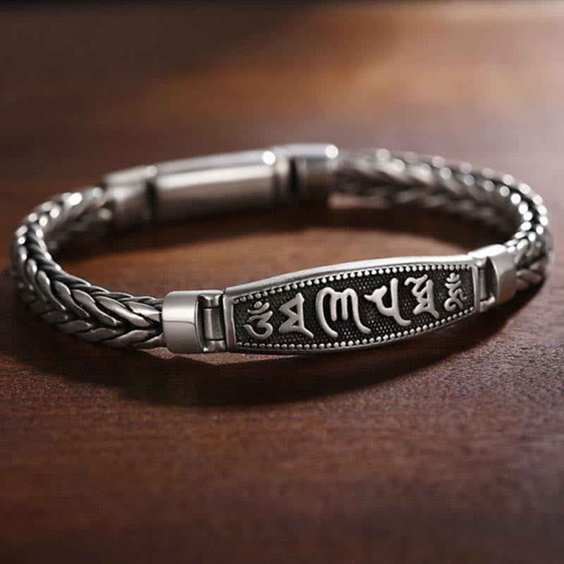 Buddha Stones Tybetańskie Miedziane Tkactwo Om Mani Padme Hum Relief Vajra Peace Metal Bransoletka