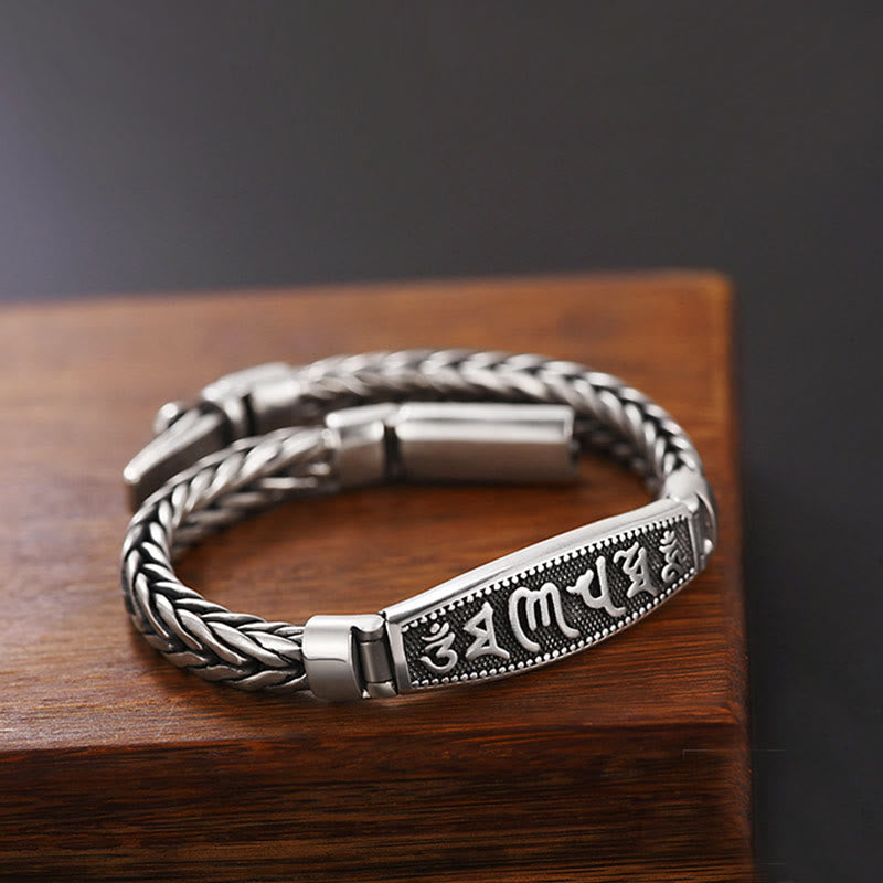 Buddha Stones Tybetańskie Miedziane Tkactwo Om Mani Padme Hum Relief Vajra Peace Metal Bransoletka