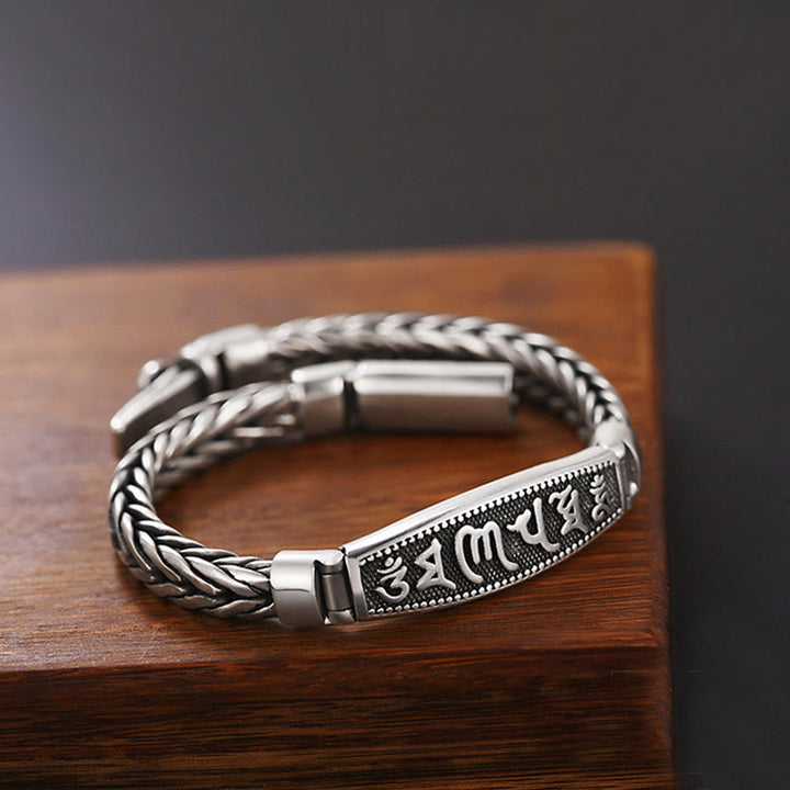 Buddha Stones Tybetańskie Miedziane Tkactwo Om Mani Padme Hum Relief Vajra Peace Metal Bransoletka