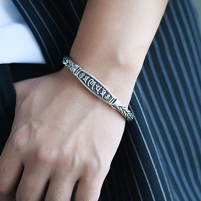 Buddha Stones Tybetańskie Miedziane Tkactwo Om Mani Padme Hum Relief Vajra Peace Metal Bransoletka