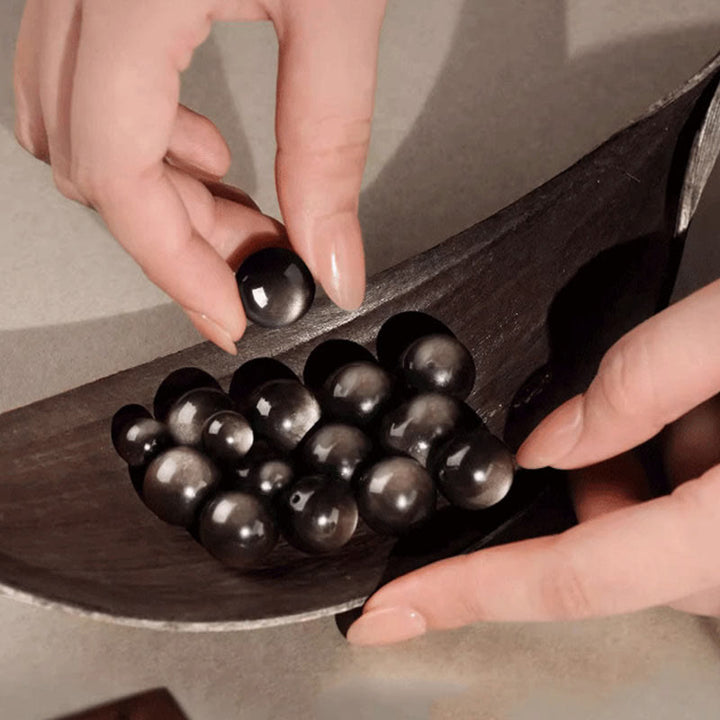 Bransoletka ochronna z Buddha Stones Natural Silver Sheen Om Mani Padme Hum